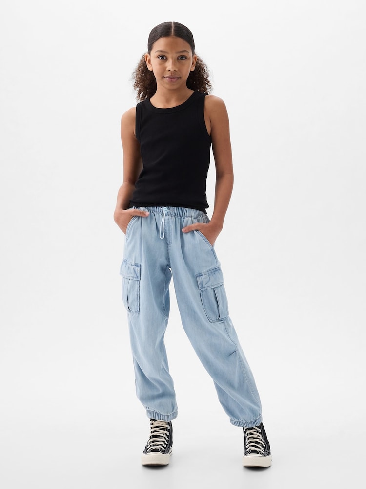 Gap Blue Denim Cargo Parachute Trousers (4-13yrs) - Image 1 of 2