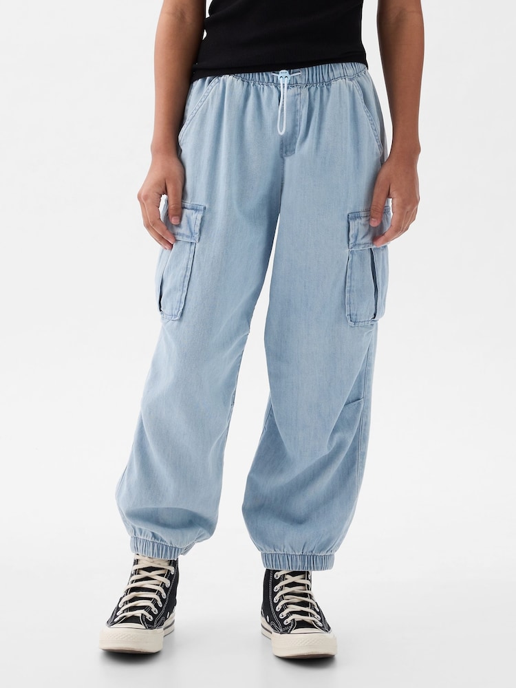Gap Blue Denim Cargo Parachute Trousers (4-13yrs) - Image 2 of 2