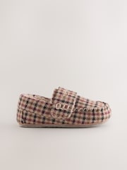 Brown Plaid Touch Fastening Moccasin Slippers - Image 2 of 5