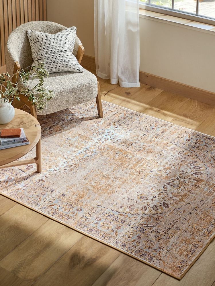 Honey Yellow Washable Emporium Oriental Rug - Image 1 of 5 Honey Yellow Washable Emporium Oriental Rug - Image 1 of 5
