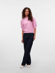 VERO MODA Pink Round Neck Puff Sleeve Knitted Jumper - Image 5 of 6