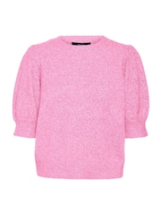 VERO MODA Pink Round Neck Puff Sleeve Knitted Jumper - Image 6 of 6