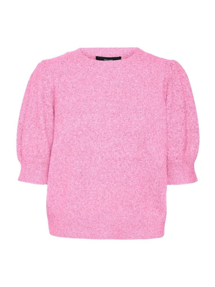 VERO MODA Pink Round Neck Puff Sleeve Knitted Jumper - Image 6 of 6