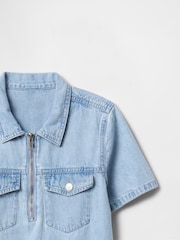 Gap Blue Denim Pocket Quarter Zip Dress (4-13yrs) - Image 2 of 3
