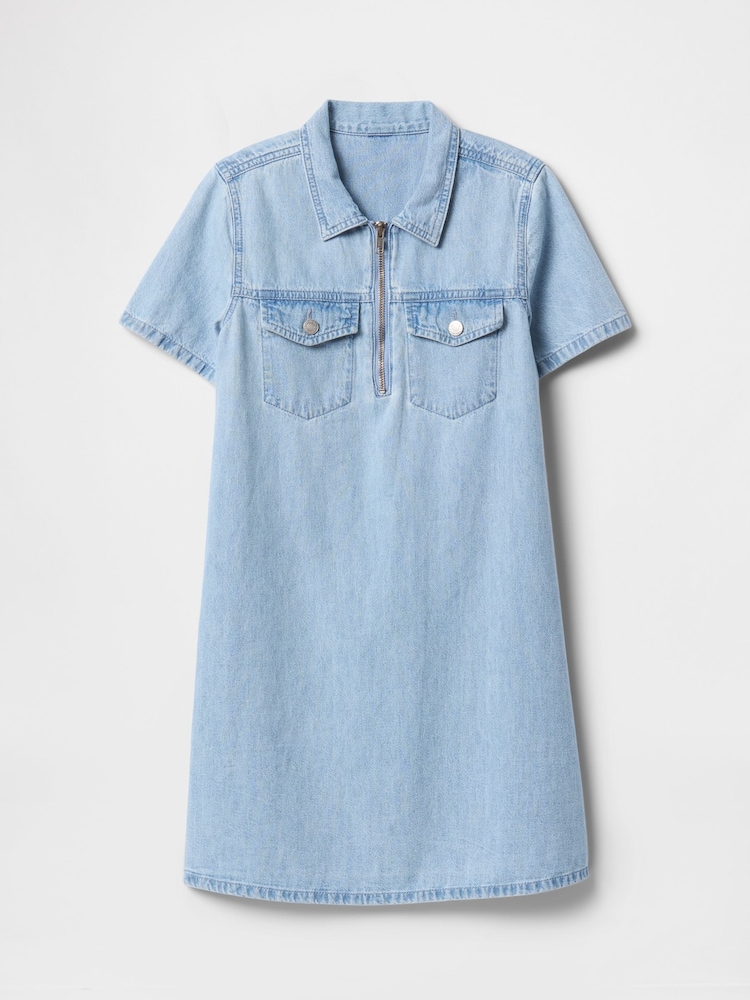 Gap Blue Denim Pocket Quarter Zip Dress (4-13yrs) - Image 3 of 3