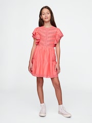 Gap Orange Cotton Lace Tiered Ruffle Dress (4-13yrs) - Image 1 of 4