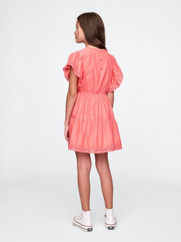 Gap Orange Cotton Lace Tiered Ruffle Dress (4-13yrs) - Image 2 of 4