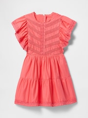Gap Orange Cotton Lace Tiered Ruffle Dress (4-13yrs) - Image 3 of 4