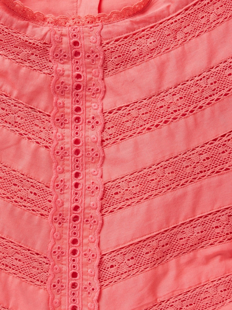 Gap Orange Cotton Lace Tiered Ruffle Dress (4-13yrs) - Image 4 of 4