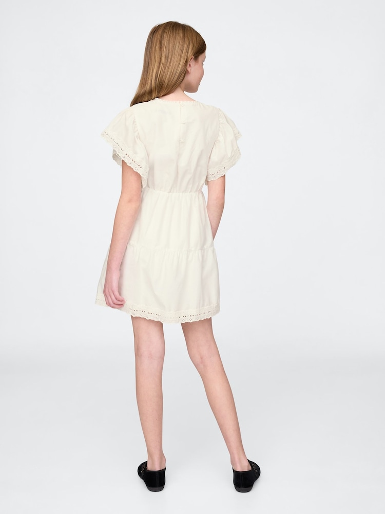 Gap Off White Cotton Lace Tiered Ruffle Dress (4-13yrs) - Image 2 of 6