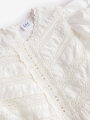 Gap Off White Cotton Lace Tiered Ruffle Dress (4-13yrs) - Image 3 of 6