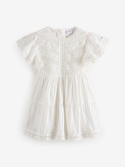 Gap Off White Cotton Lace Tiered Ruffle Dress (4-13yrs) - Image 4 of 6