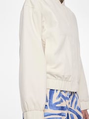 PIECES White Textured Button Down Bomber Jacket - Image 2 of 5