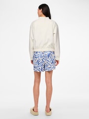 PIECES White Textured Button Down Bomber Jacket - Image 4 of 5
