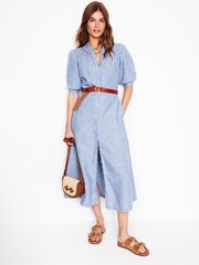 Boden Blue Ada Linen Midi Dress - Image 1 of 6