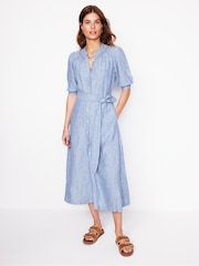 Boden Blue Ada Linen Midi Dress - Image 4 of 6