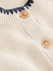 Boden Cream Lena Stitch Detail 100% Cotton Cardigan - Image 6 of 6