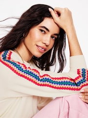 Boden Cream Emi Crochet 100% Cotton Sweatshirt - Image 2 of 5