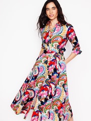 Boden Red Amy Cotton Midi Shirt Dress - Image 1 of 6