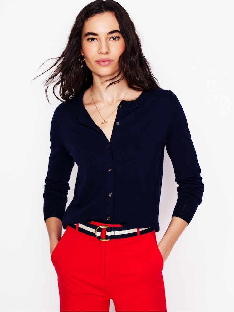 Boden Blue Emilia Cotton Crew Cardigan - Image 1 of 6
