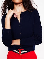 Boden Blue Emilia Cotton Crew Cardigan - Image 2 of 6