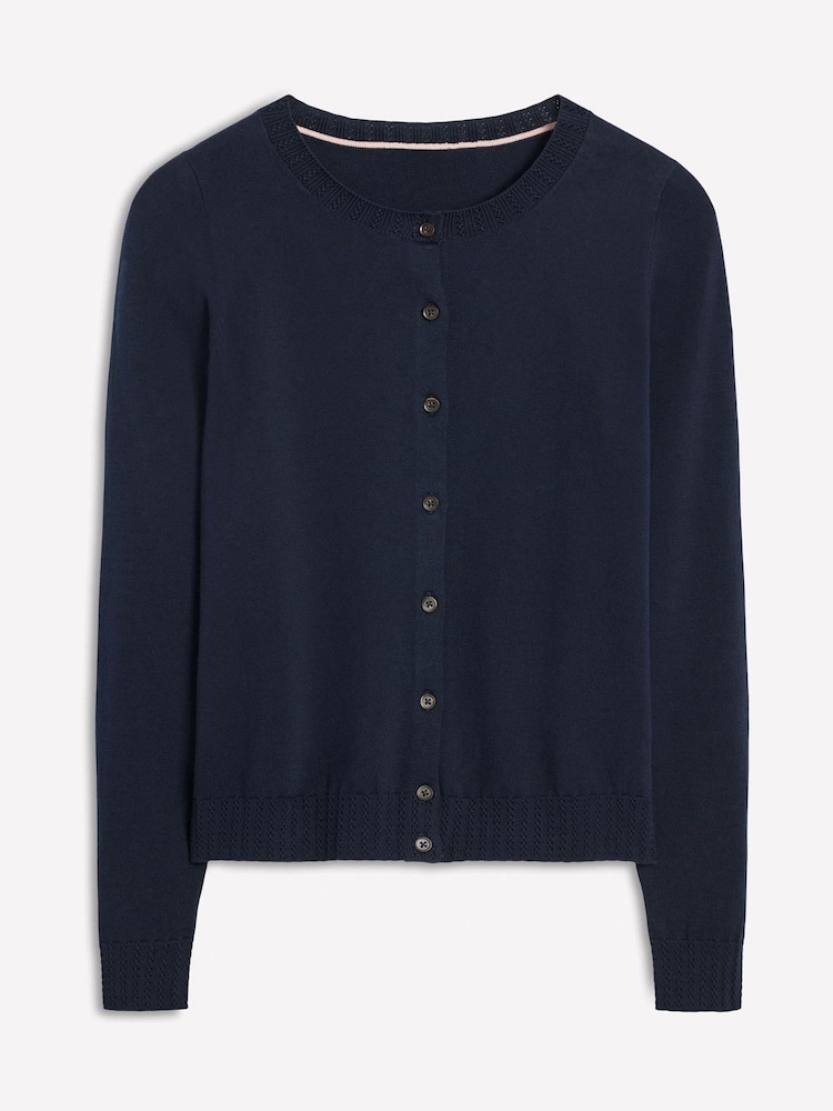 Boden Blue Emilia Cotton Crew Cardigan - Image 5 of 6