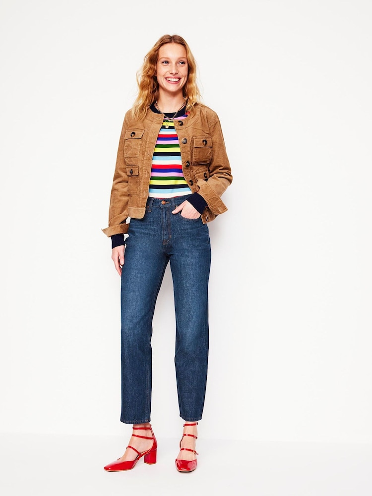 Boden Blue High Rise Rigid 100% Cotton Straight Jeans - Image 1 of 6