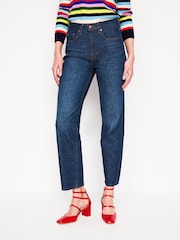 Boden Blue High Rise Rigid 100% Cotton Straight Jeans - Image 4 of 6