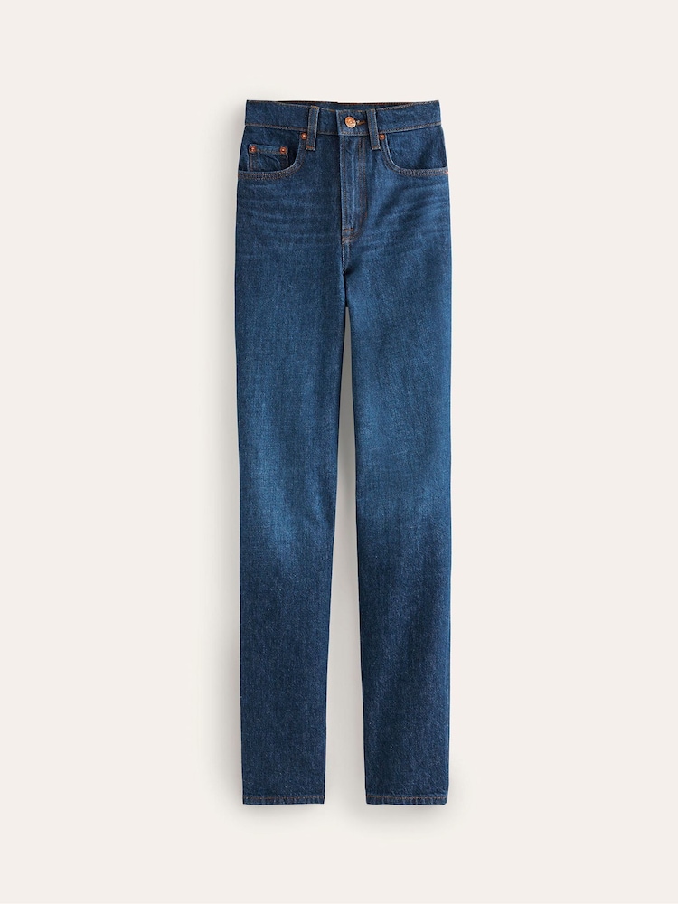 Boden Blue High Rise Rigid 100% Cotton Straight Jeans - Image 6 of 6
