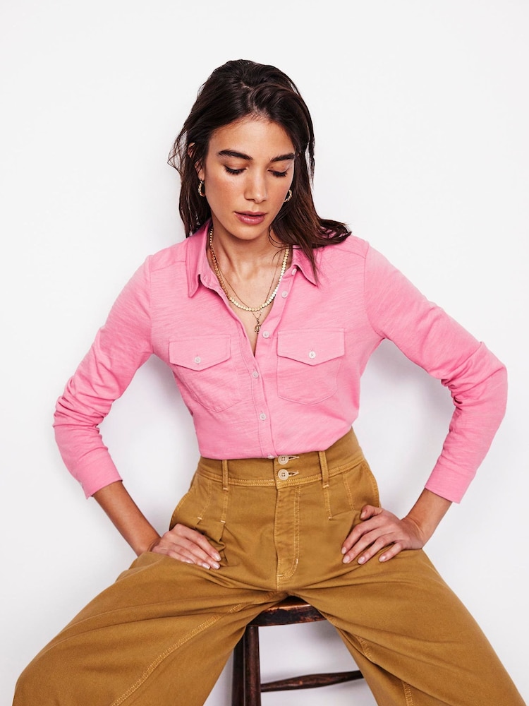 Boden Pink Amy 100% Cotton Jersey Shirt - Image 1 of 5