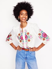 Boden White Alicia Linen Top - Image 1 of 6