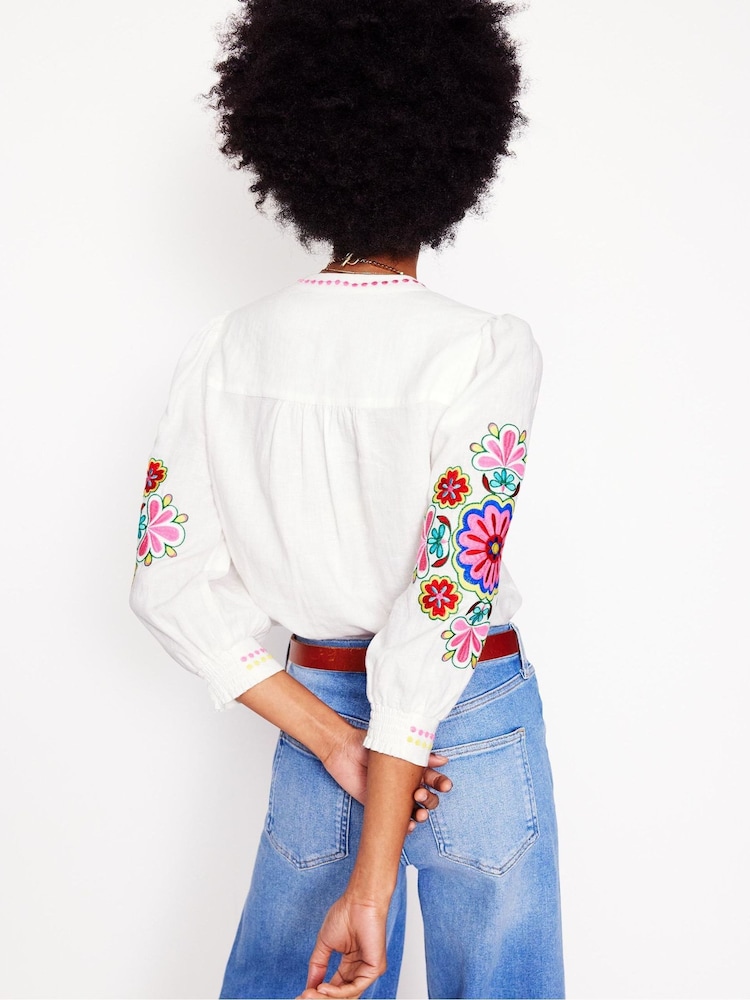 Boden White Alicia Linen Top - Image 2 of 6