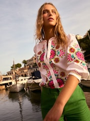 Boden White Alicia Linen Top - Image 5 of 6