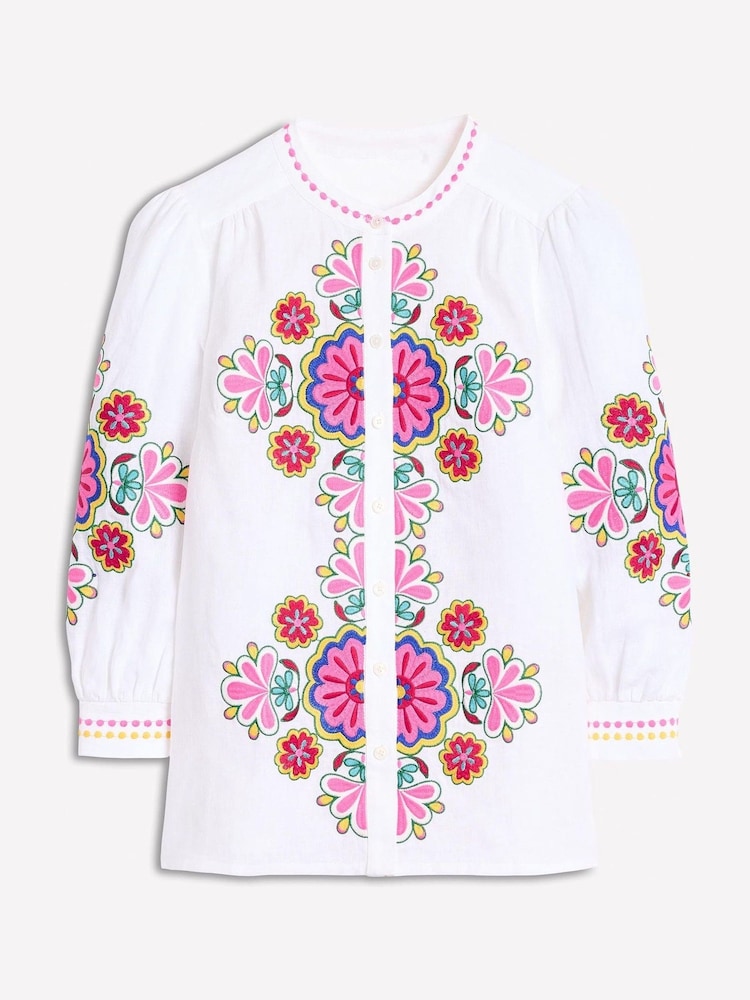 Boden White Alicia Linen Top - Image 6 of 6