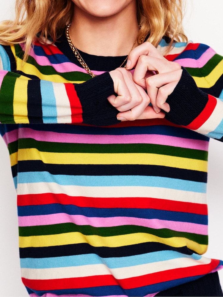 Boden Blue Emilia Cotton Crew Jumper - Image 2 of 6 Boden Blue Emilia Cotton Crew Jumper - Image 2 of 6