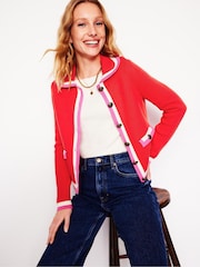 Boden Red Holly Collared Knitted 100% Cotton Jacket - Image 1 of 8