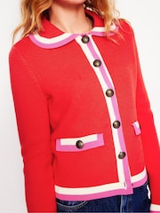 Boden Red Holly Collared Knitted 100% Cotton Jacket - Image 2 of 8
