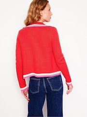 Boden Red Holly Collared Knitted 100% Cotton Jacket - Image 3 of 8