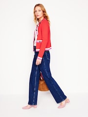 Boden Red Holly Collared Knitted 100% Cotton Jacket - Image 4 of 8