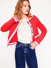 Boden Red Holly Collared Knitted 100% Cotton Jacket - Image 5 of 8
