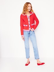 Boden Red Holly Collared Knitted 100% Cotton Jacket - Image 6 of 8
