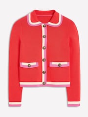 Boden Red Holly Collared Knitted 100% Cotton Jacket - Image 7 of 8