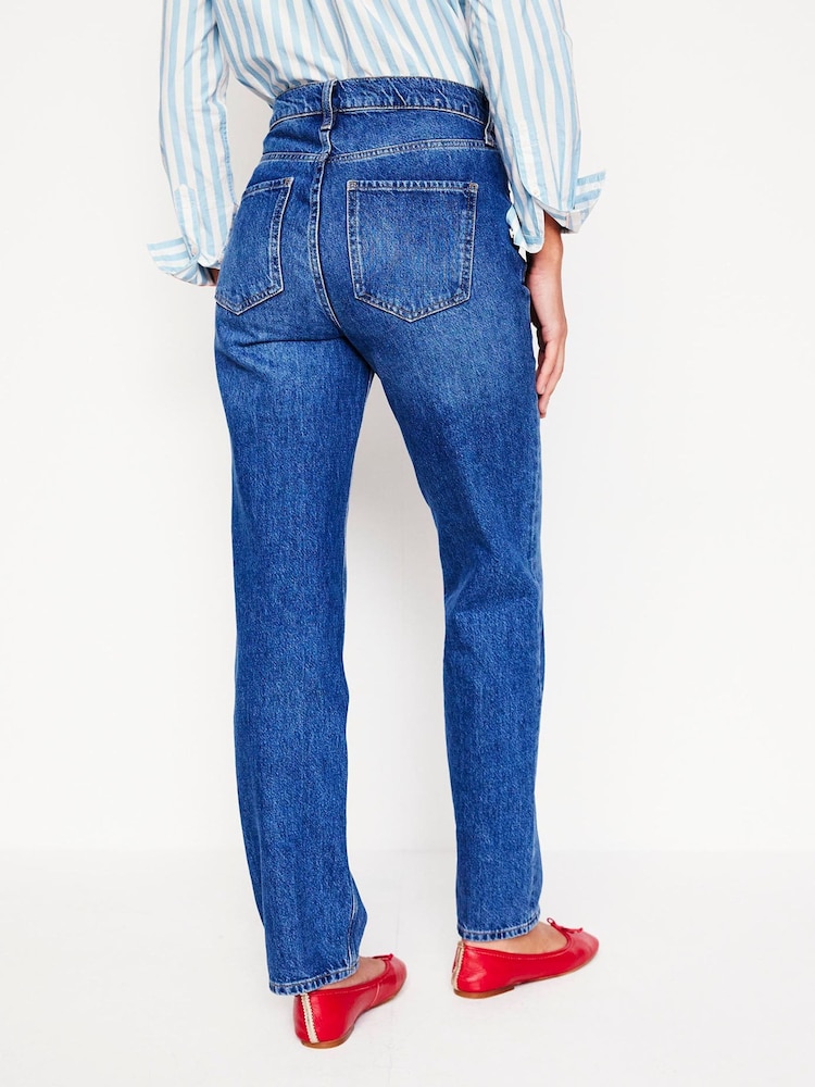 Boden Sky Blue High Rise Rigid 100% Cotton Straight Jeans - Image 2 of 6
