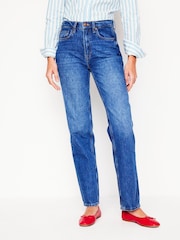 Boden Sky Blue High Rise Rigid 100% Cotton Straight Jeans - Image 3 of 6
