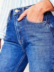 Boden Sky Blue High Rise Rigid 100% Cotton Straight Jeans - Image 4 of 6