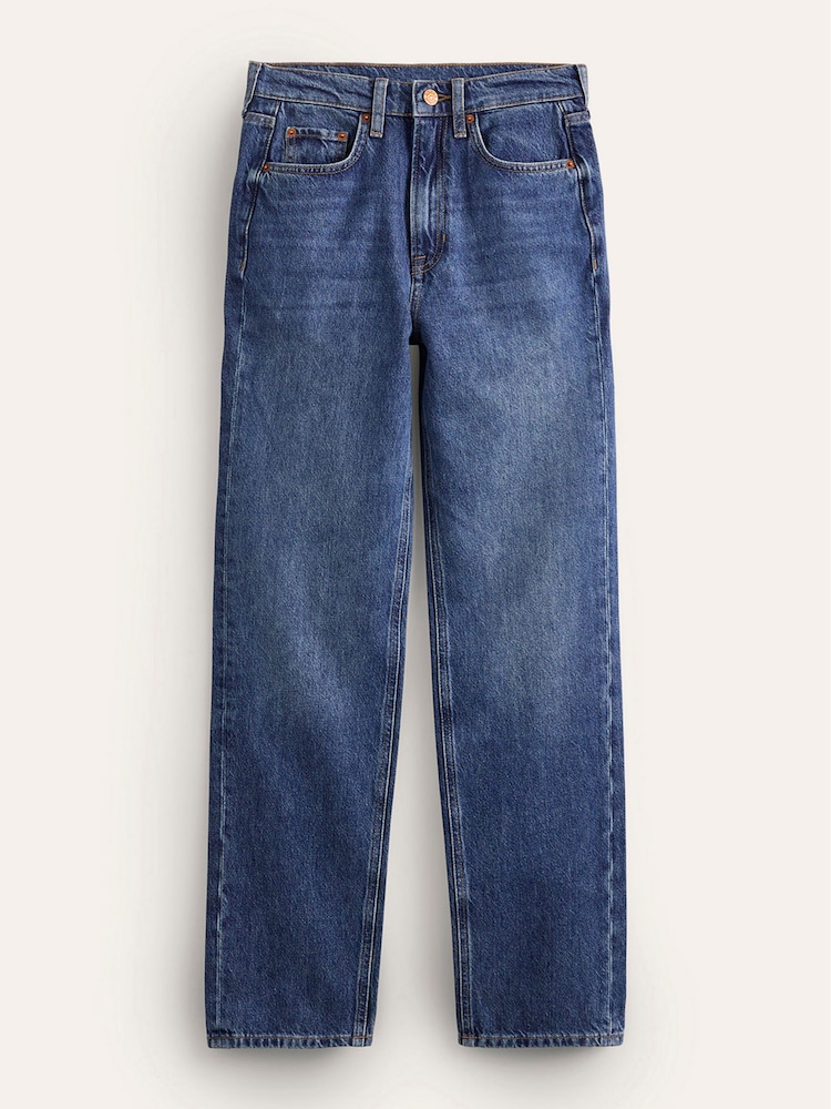 Boden Sky Blue High Rise Rigid 100% Cotton Straight Jeans - Image 5 of 5