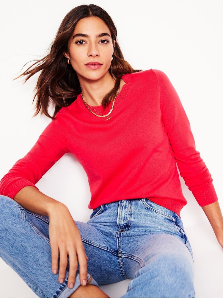 Boden Pink Emilia Cotton Crew Jumper - Image 1 of 6