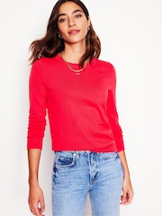 Boden Pink Emilia Cotton Crew Jumper - Image 4 of 6