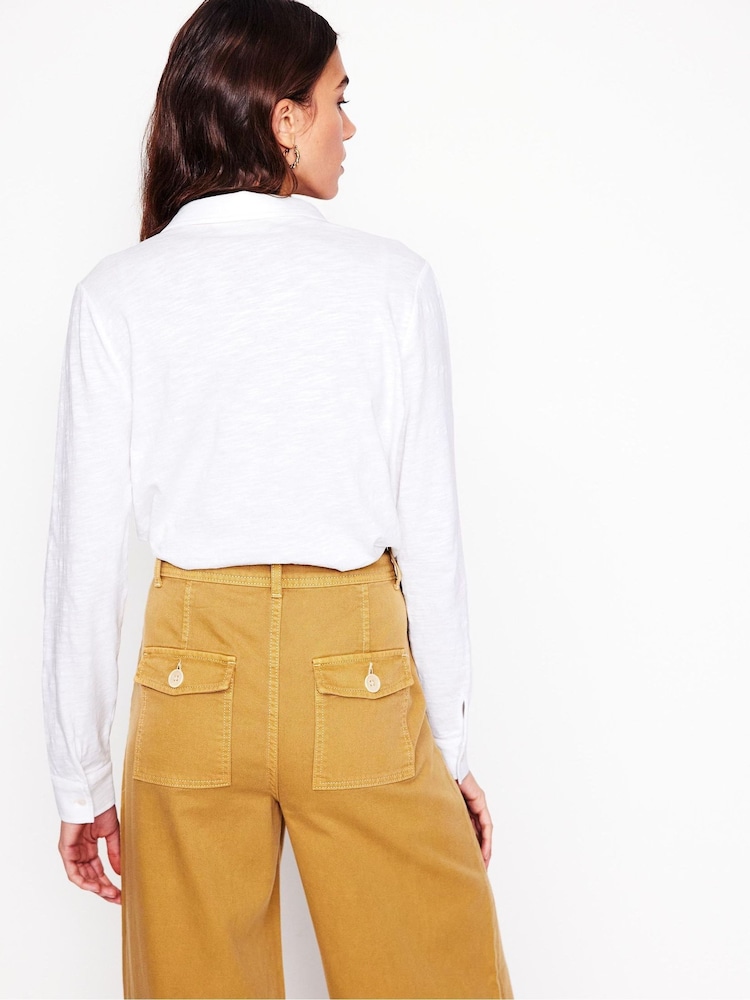 Boden White Amy 100% Cotton Jersey Shirt - Image 3 of 6