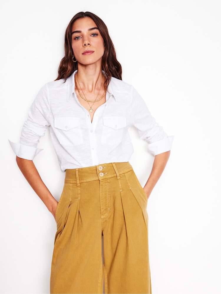 Boden White Amy 100% Cotton Jersey Shirt - Image 4 of 6